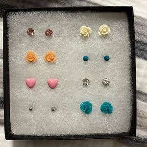 8 pack of silver earrings